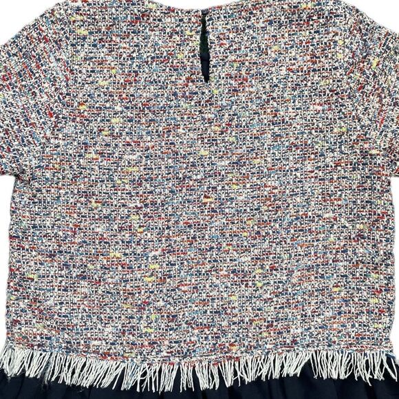 Jade Melody Tam Tweed Ruffle Multi Color Top Blouse Shirt - Picture 9 of 14